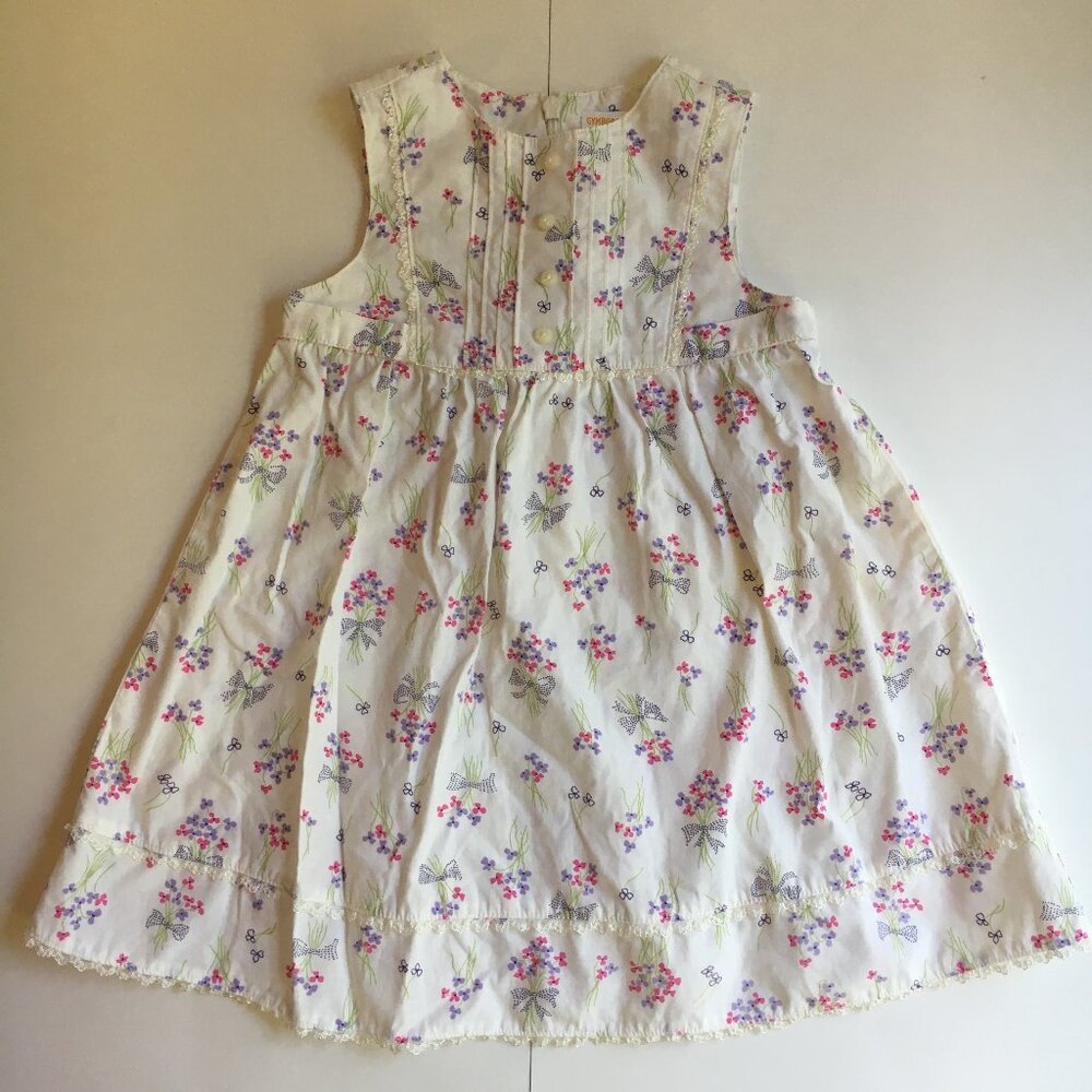 Gymboree Pocket Full of Posies Dress 18-24m Ivory Floral Pink Lavender Flower